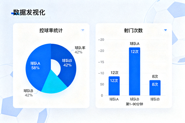 体育数据分析界面展示控球率与射门统计图表